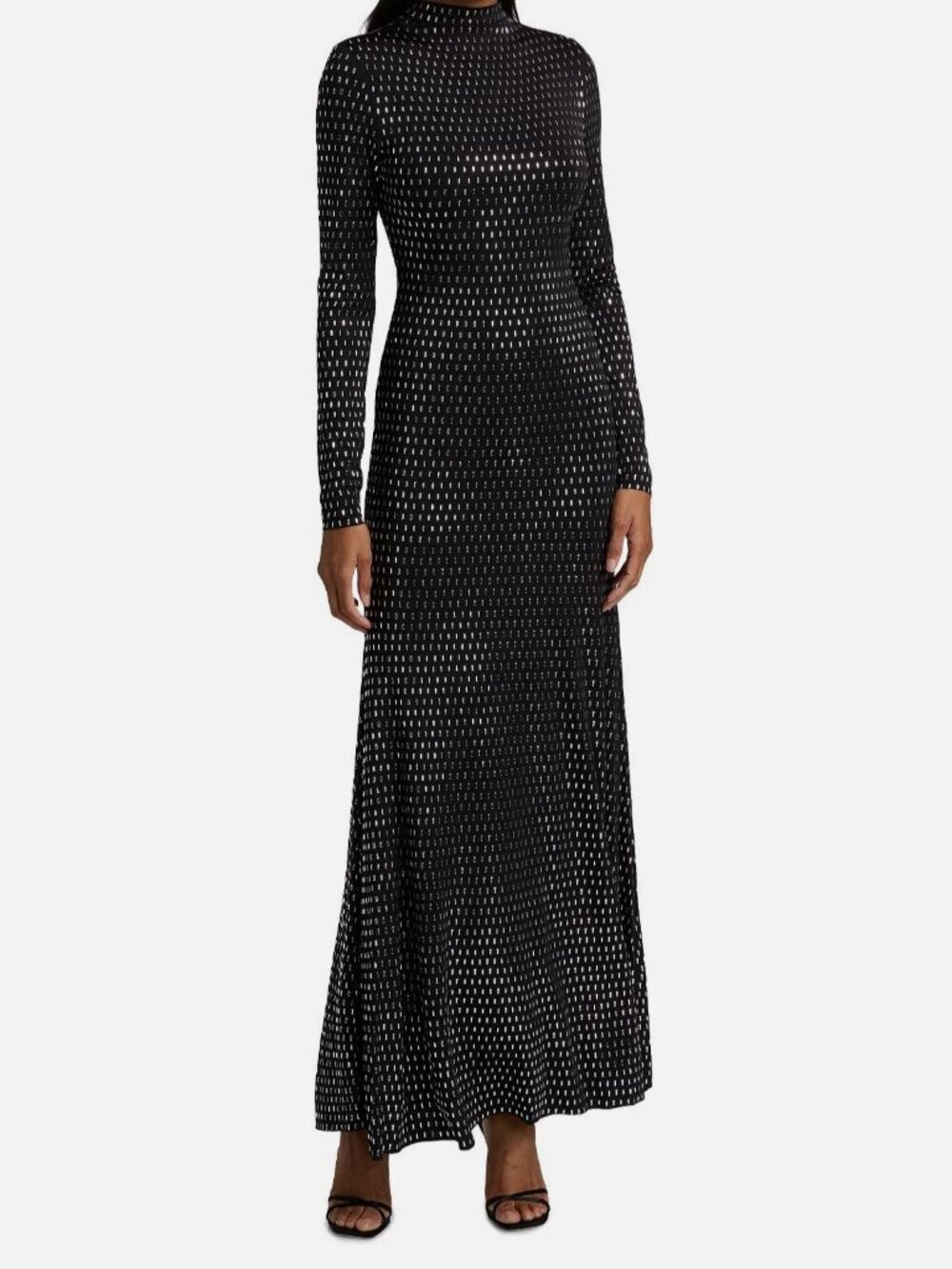 Ronny Kobo Women's Black Embellished Stud Mock Turtleneck Clarion Dress Size L